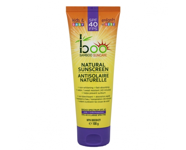 BOO BAMBOO SPF40儿童和婴儿天然防晒霜 100g【天然产品】